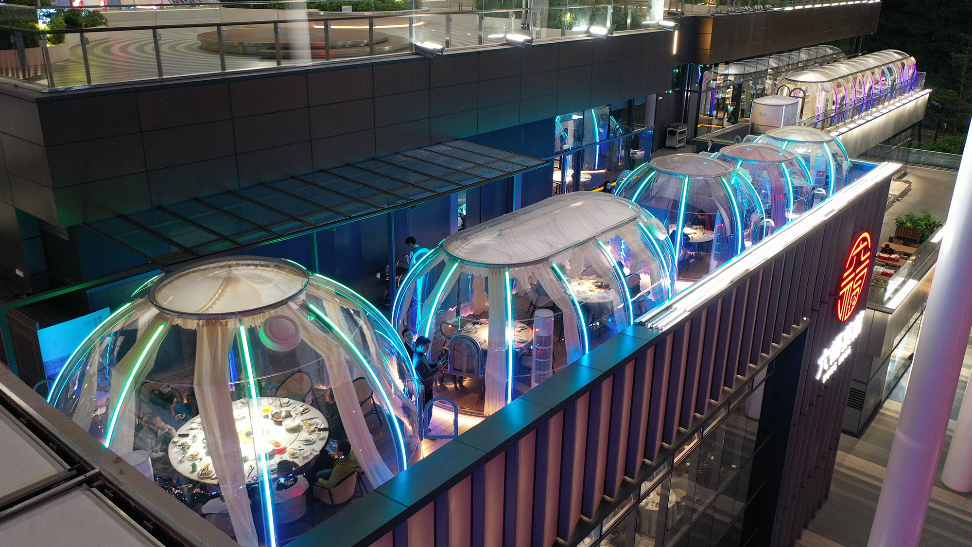 Rooftop Terrace Private Dining Pod with HVAC & Sun Shade System
